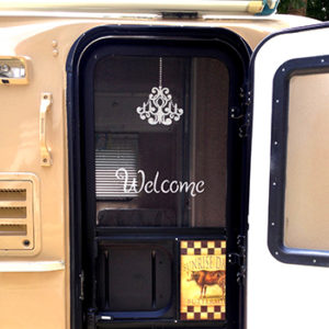 Casita Welcome Stenciled Door Featured