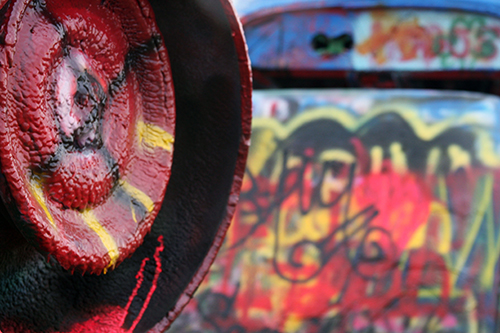 Layers of spray paint at Cadillac Ranch - Photo by Mrs. Padilly