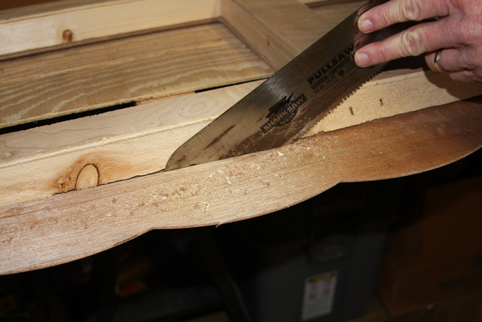 Cutting off the Scallop on Shasta's Cabinet.